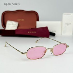 BRAND NEW Gucci GG1648S 005 Gold Pink Unisex Rectangle Sunglasses GG 1648S
